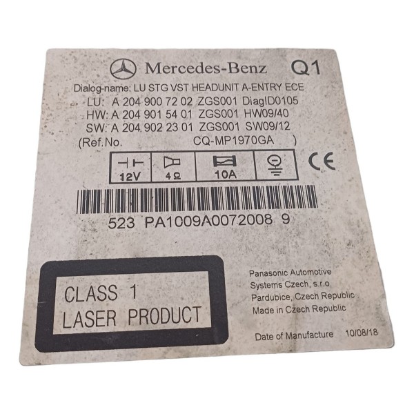 Rádio Painel Multimídia Mercedes Benz C180 2010