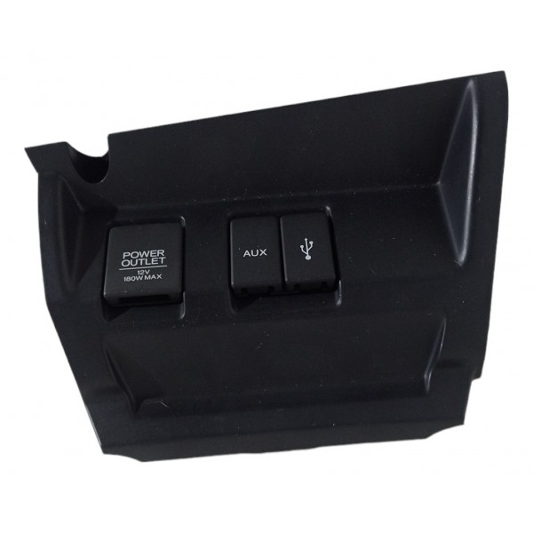 Moldura Painel Tomada 12v Aux Usb Honda Fit 2015 16 17 18 19 Preto