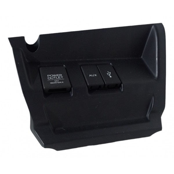 Moldura Painel Tomada 12v Aux Usb Honda Fit 2015 16 17 18 19 Preto