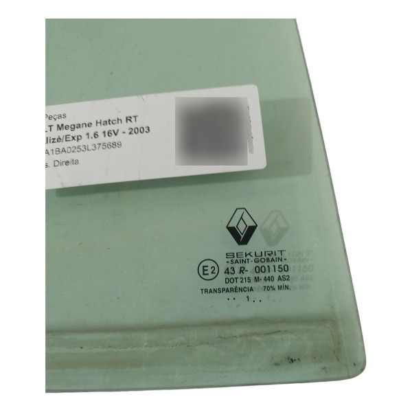 Vidro Fixo Vigia Traseiro Direito Renault Megane 2003 04 05