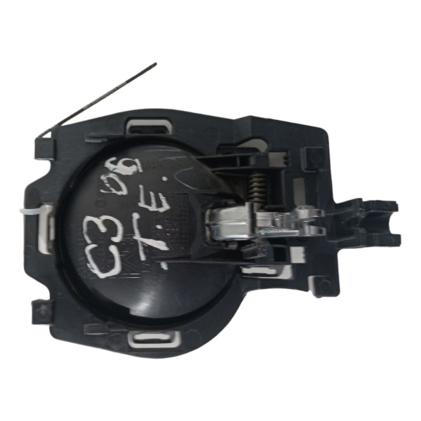 Maçaneta Interna Porta Traseira Esquerda Citroen C3 2006 07 Preto Traseira