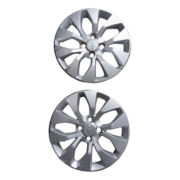 Par Calota Roda Aro 15 4x100 Original Chevrolet Onix 2018 19 Prata