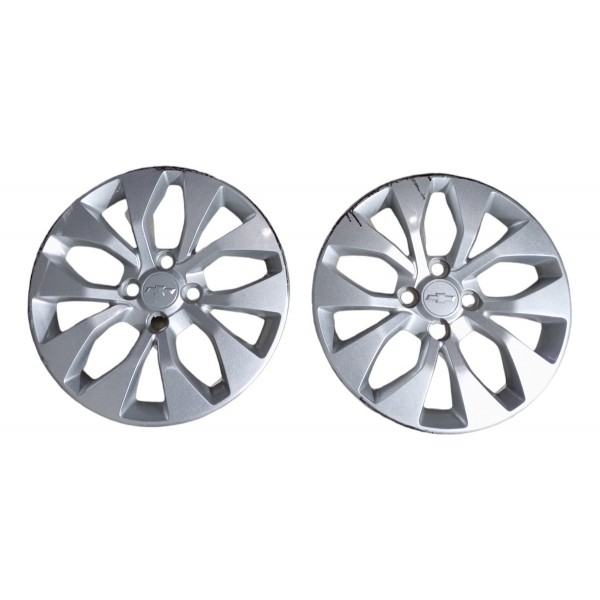 Par Calota Roda Aro 15 4x100 Original Chevrolet Onix 2018 19 Prata