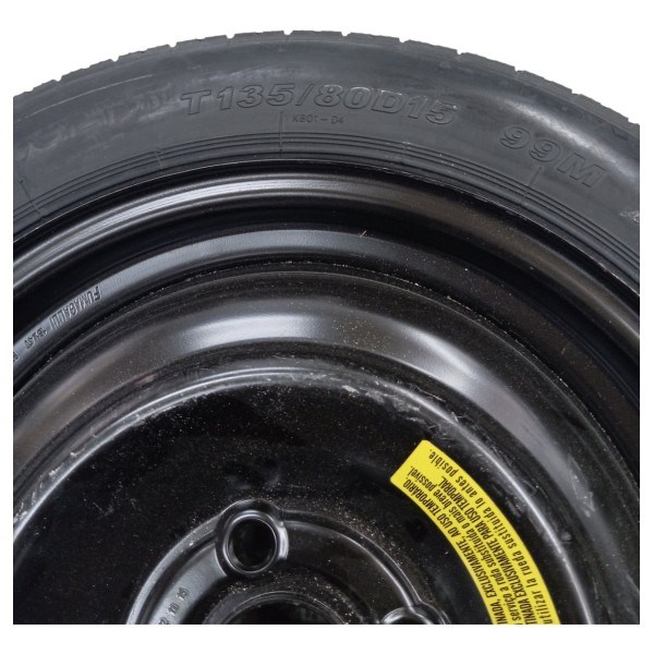 Roda Estepe Pneu 135/80 R15 Honda Fit 2015 2016 2017 2018