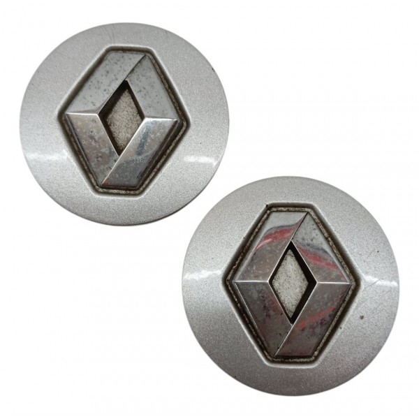 Par Tampa Miolo Calota Central Roda Renault Sandero 2012 Prateado