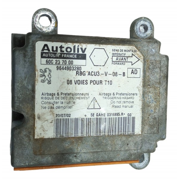 Módulo Airbag Impacto Colisão Peugeot 206 1.6 2002 2003 2004