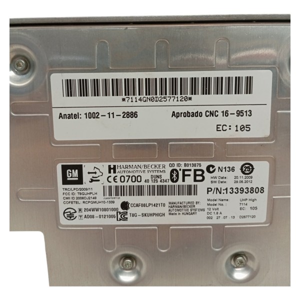 Módulo Bluetooth Som Chevrolet Cruze 1.8 2013 2014 2015 2016