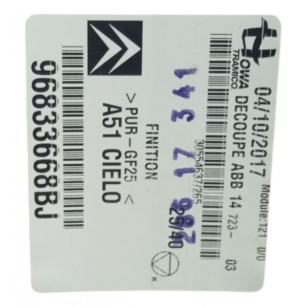 Forro Teto Panorâmico Zenith Citroen C3 2015 2016