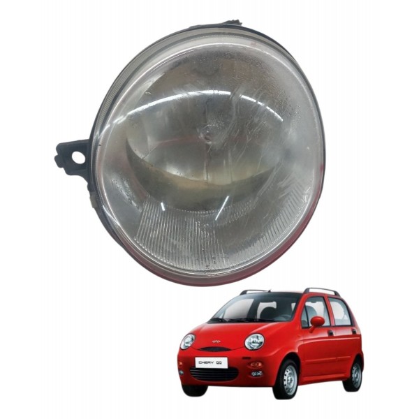 Farol Esquerdo Chery Qq  2011 2013 Detalhe Mascara Cromado Esquerdo/motorista