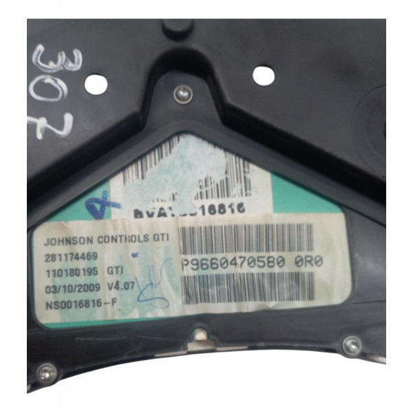 Painel Instrumentos Peugeot 307 2.0 2008 2009 2010 Detalhe