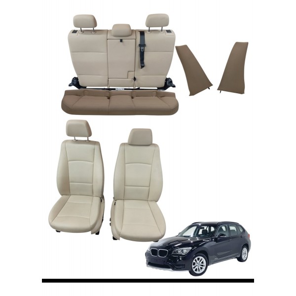 Jogo Bancos Couro Bmw X1 S Drive 2.0 N20 2013 2014 Detalhe Creme