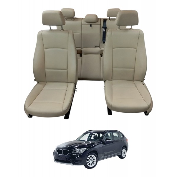 Jogo Bancos Couro Bmw X1 S Drive 2.0 N20 2013 2014 Detalhe Creme