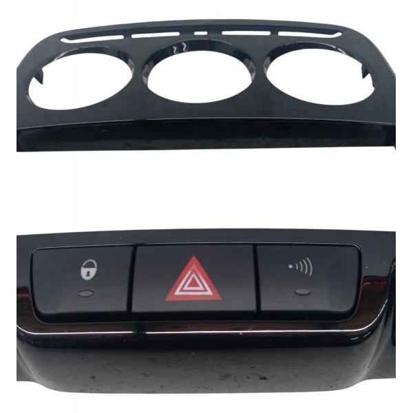 Moldura Central Painel Botão Alerta Citroen C3 Picasso 2012 Preto